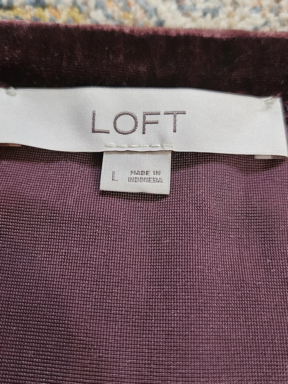 LOFT Plum Velvet Off Shoulder Top Large Dark Academia Romantic